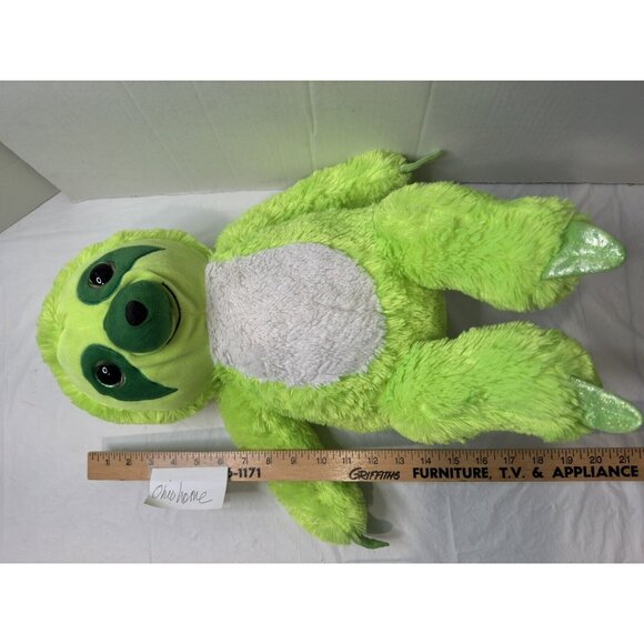Toy Factory Large Sloth Neon Green Plush Stuffed Big Glitter Eyes 21" Easter - Picture 3 of 4